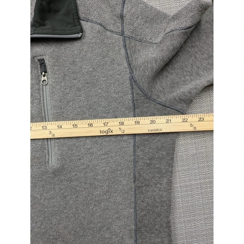 Kuhl Pullover Mens Medium Gray Fleece 1/4 Zip Hiking Thumbholes Pockets